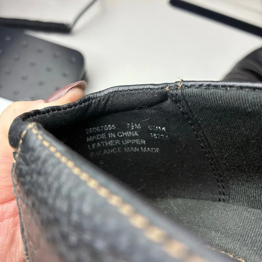 Clarks Ashland Twist Bendables Black Leather Mary Jane Loafers Women 7.5 Comfort
